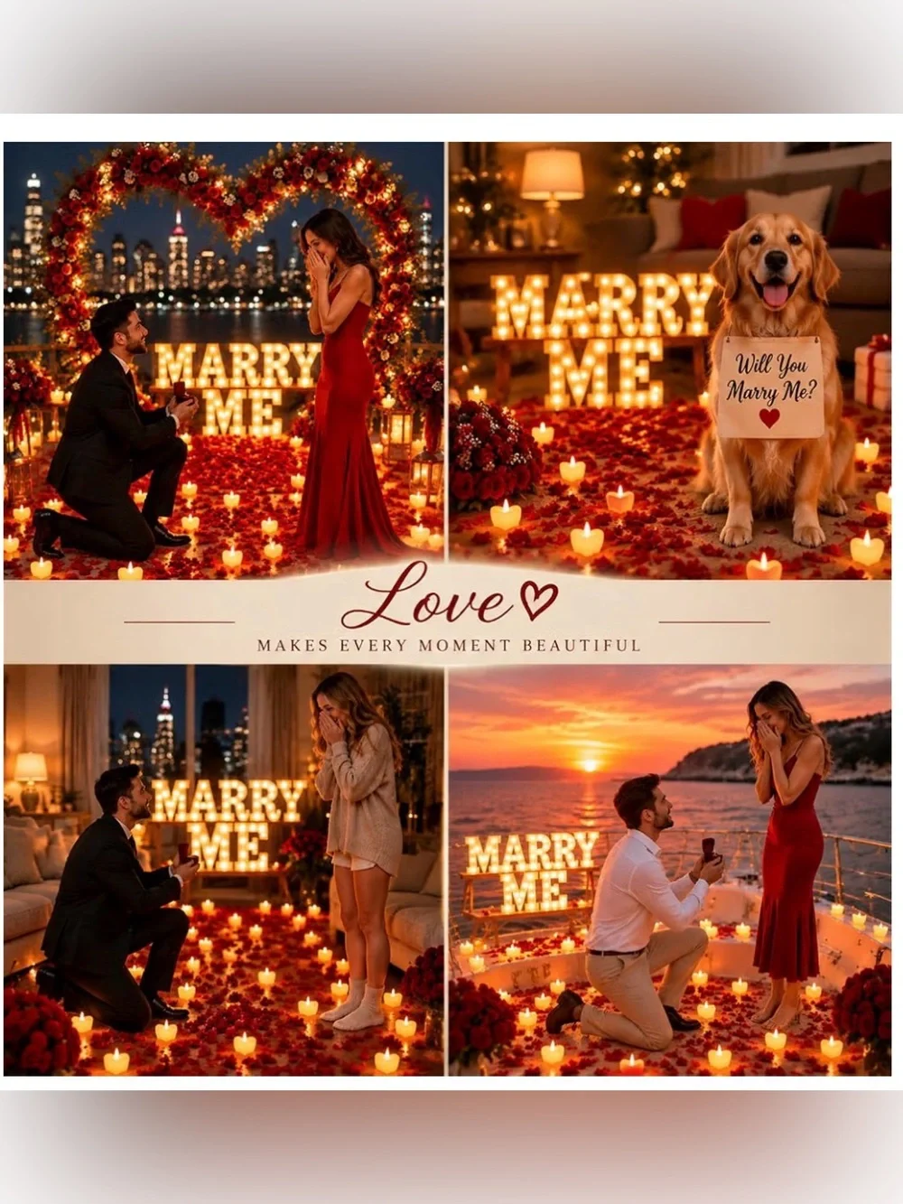 Marry Me Light up Letters Proposal Decorations Red Will You Marry Me Sign 24 LED